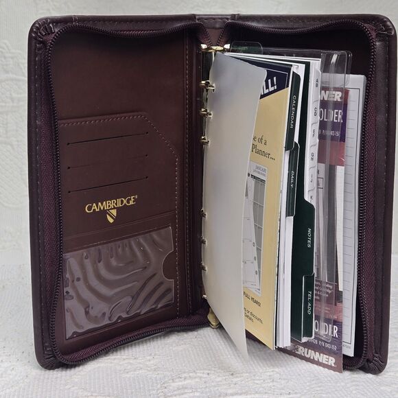 Cambridge Day Planner 90s New Ruler Card Holder Calendar Note Book Maroon - Picture 6 of 15